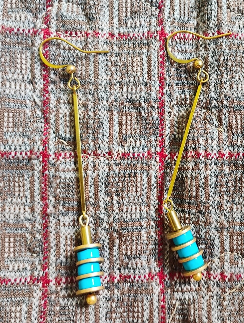 Handmade Modern Turquoise Drop Earrings